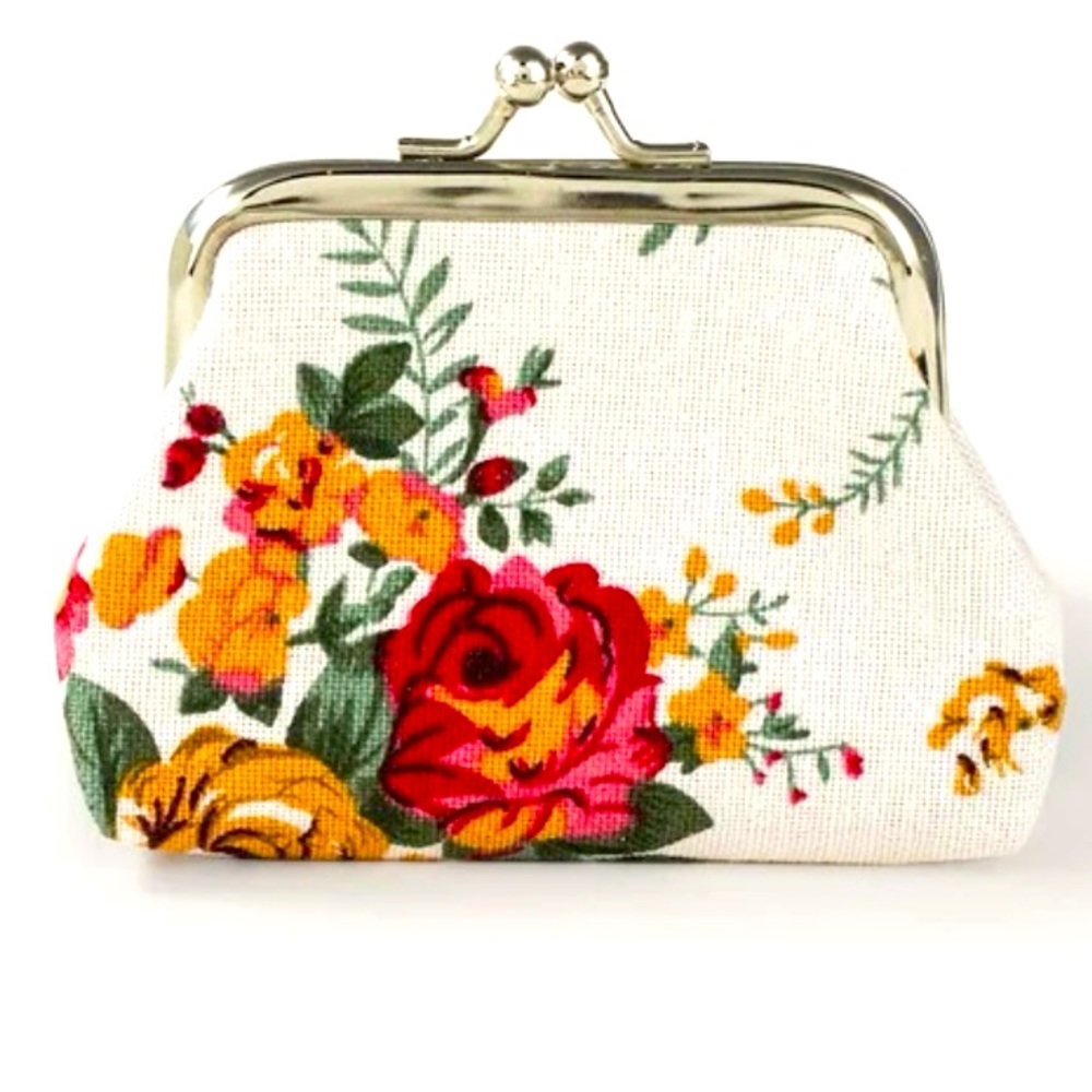 Retro vintage floral coin purse